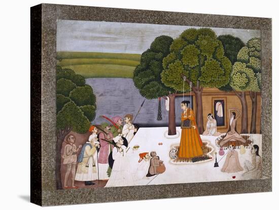 Prince and Attendants Visiting Noble Yogini at an Ashram, India-null-Premier Image Canvas