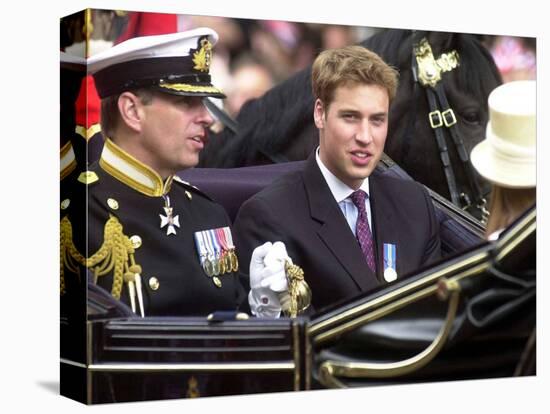 Prince Andrew and Prince William ride down the Mall towards St Paul's, 2002-null-Premier Image Canvas