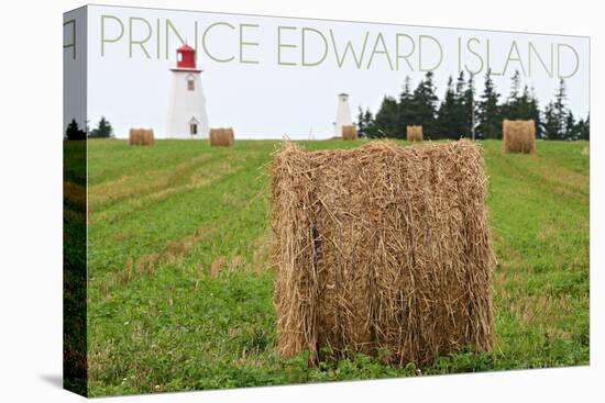 Prince Edward Island - Lighthouse and Farm-Lantern Press-Stretched Canvas