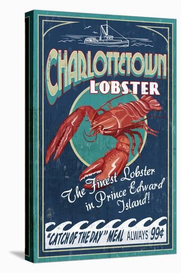 Prince Edward Island - Lobster Vintage Sign-Lantern Press-Stretched Canvas