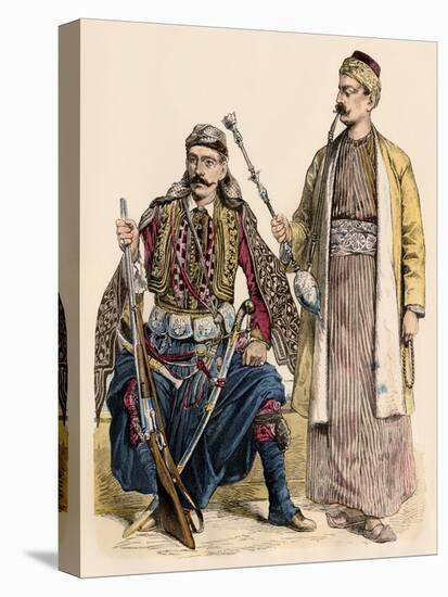 Prince of Lebanon (Left) and a Muslim Man from Damascus Smoking a Water Pipe-null-Premier Image Canvas