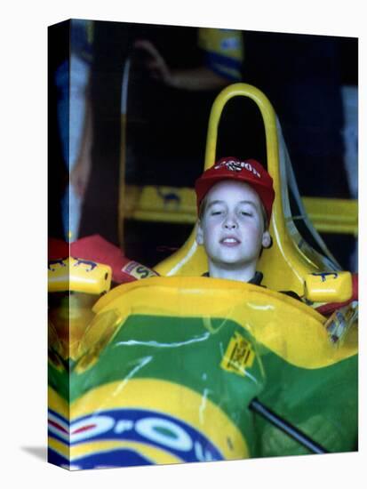 Prince William in F1 Benetton car at British Grand Prix , July 1992-null-Premier Image Canvas