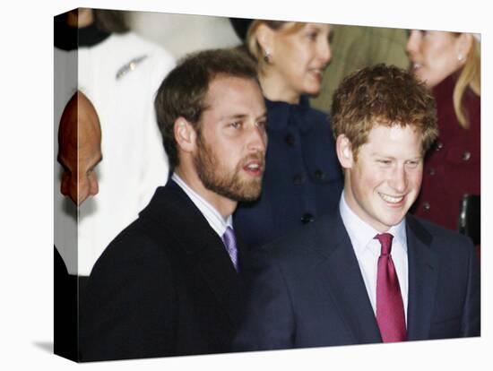Prince William, sporting a new beard, with his brother Prince Harry as the Royal Family attend a Ch-null-Premier Image Canvas