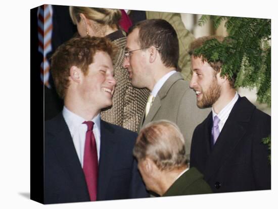 Prince William sporting a new beard with his brother Prince Harry as the Royal Family attend a Chri-null-Premier Image Canvas