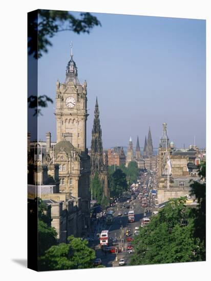 Princes Street Including the Waverley Hotel Clock Tower, Edinburgh, Lothian, Scotland, UK-Richardson Rolf-Premier Image Canvas