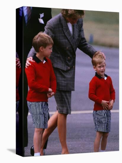 Princess Diana Princess of Wales arriving at Dyce Airport Aberdeen with Prince William and Prince H-null-Premier Image Canvas