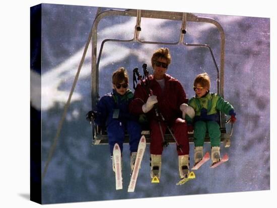 Princess Diana with Her Sons Prince William and Prince Harry on a Chair Lift-null-Premier Image Canvas