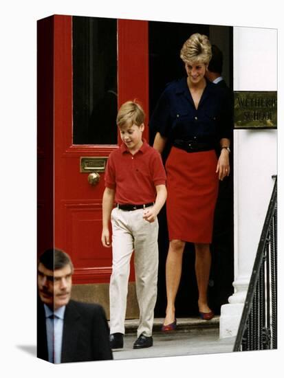 Princess Diana with Prince William leaving Wetherby School-null-Premier Image Canvas