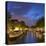 Prinsengracht canal and Westerkerk at dusk, Amsterdam, Netherlands-Ian Trower-Premier Image Canvas