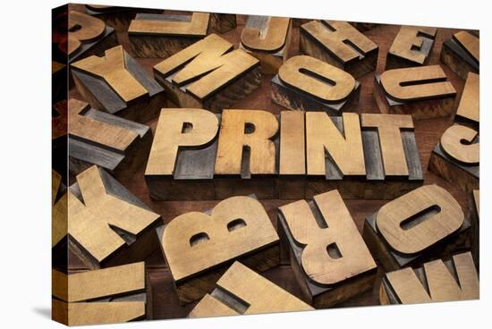 Print Concept in Vintage Letterpress Wood Printing Blocks-PixelsAway-Stretched Canvas