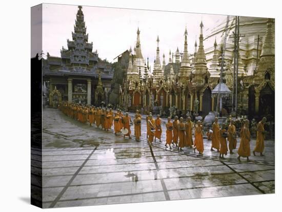 Procession of Buddhist Monks, Shwe Dagon Pagoda, Ceremonies Marking 2,500th Anniversary of Buddhism-John Dominis-Premier Image Canvas