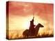 Profile of a Stockman on a Horse Against the Sunset, Queensland, Australia, Pacific-Mark Mawson-Premier Image Canvas