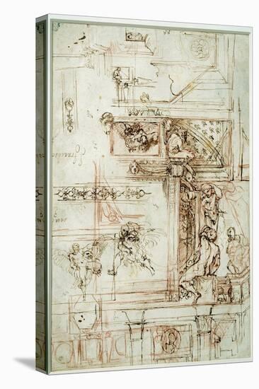 Project for the Farnese Gallery, 16Th Century (Drawing)-Annibale Carracci-Premier Image Canvas