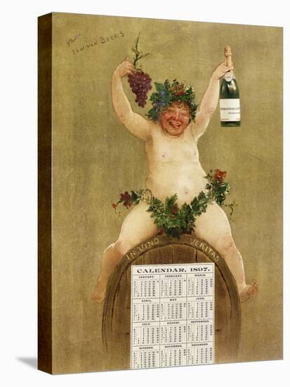 Promotional Calendar for Pfungst Freres Champagne, Illustrating Bacchus Seated on a Barrel-Jan van Beers-Premier Image Canvas