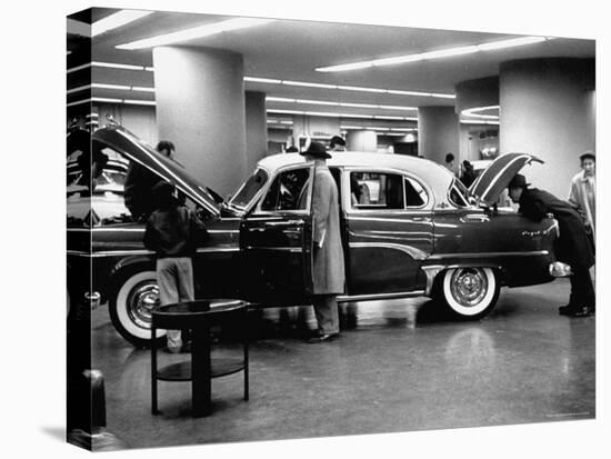 Prospective Buyers Looking over New Dodge Royal at Chrysler Show Room-Ralph Morse-Premier Image Canvas