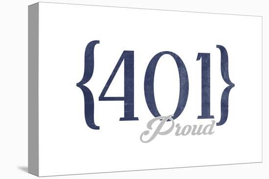 Providence, Rhode Island - 401 Area Code (Blue)-Lantern Press-Stretched Canvas