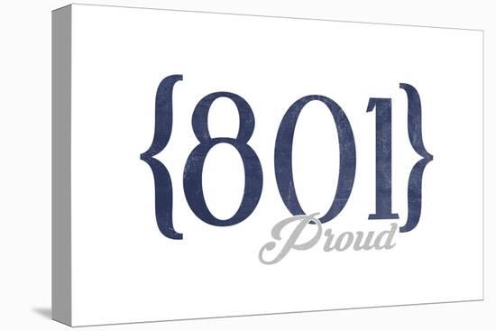 Provo, Utah - 801 Area Code (Blue)-Lantern Press-Stretched Canvas