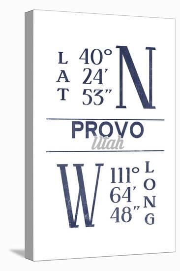 Provo, Utah - Latitude and Longitude (Blue)-Lantern Press-Stretched Canvas