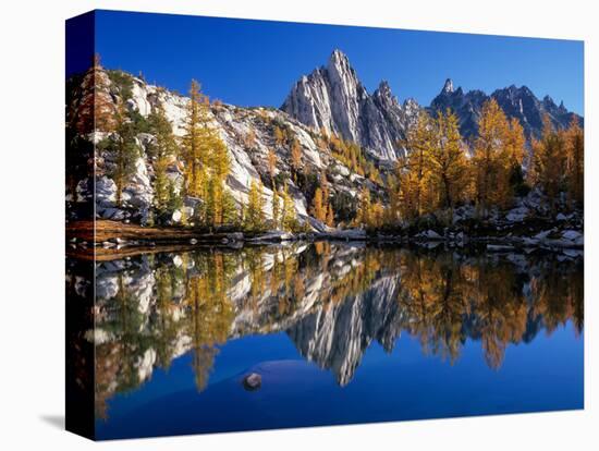 Prusik Peak and Temple Ridge, Reflected in Sprite Lake, Enchantment Lakes-Jamie & Judy Wild-Premier Image Canvas