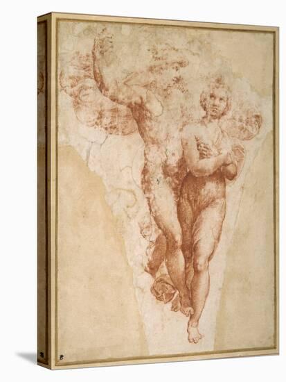 Psyche Carried by Mercury to Olympus (Chalk on Paper)-Giulio Romano-Premier Image Canvas