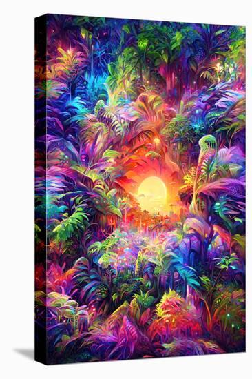 Psychedelic Jungle Sunset-null-Stretched Canvas