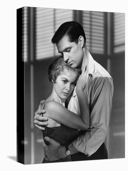 PSYCHO, 1960 directed by ALFRED HITCHCOCK Janet Leigh / John Gavin (b/w photo)-null-Stretched Canvas