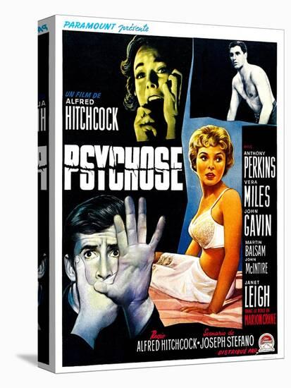 Psycho, (aka Psychose), Belgian Poster Art, 1960-null-Stretched Canvas