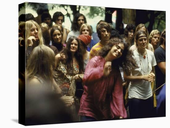 Psylvia, Dressed in Pink Indian Shirt Dancing in Crowd, Woodstock Music and Art Festival-Bill Eppridge-Premier Image Canvas