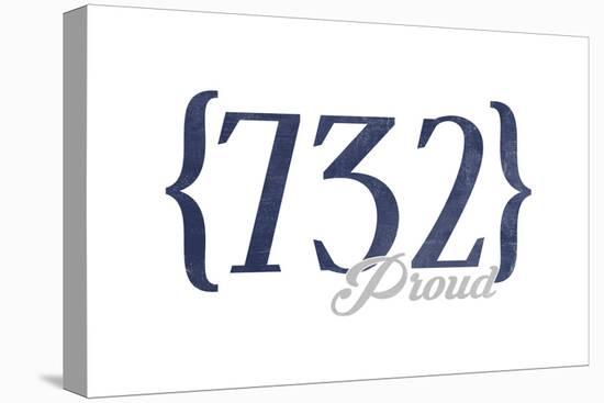 Pt. Pleasant Beach, New Jersey - 732 Area Code (Blue)-Lantern Press-Stretched Canvas