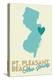 Pt. Pleasant Beach, New Jersey - Heart Design (Blue and Teal)-Lantern Press-Stretched Canvas