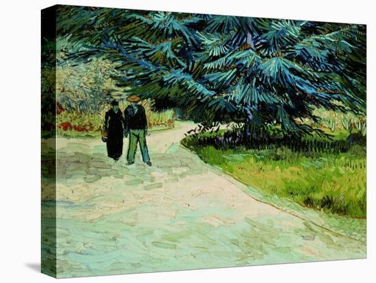 Public Garden With Couple And Blue Fir Tree: the Poet's Garden Iii, 1888-Vincent van Gogh-Premier Image Canvas