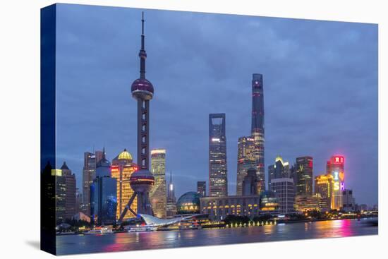 Pudong Financial District Skyline at Night, Shanghai, China, Asia-G & M Therin-Weise-Premier Image Canvas