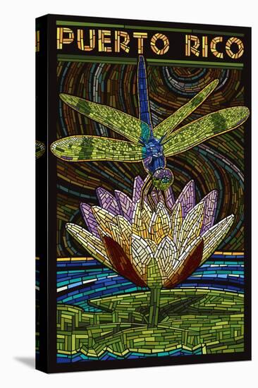 Puerto Rico - Dragonfly Mosaic-Lantern Press-Stretched Canvas