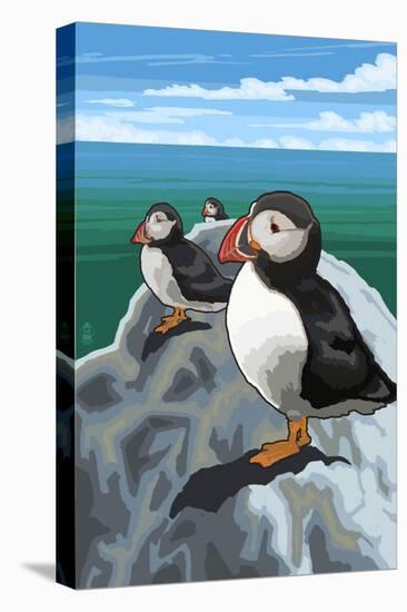 Puffins - Atlantic-Lantern Press-Stretched Canvas