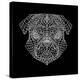 Pug Head Black Mesh-Lisa Kroll-Stretched Canvas