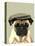 Pug in Flat Cap-Fab Funky-Stretched Canvas