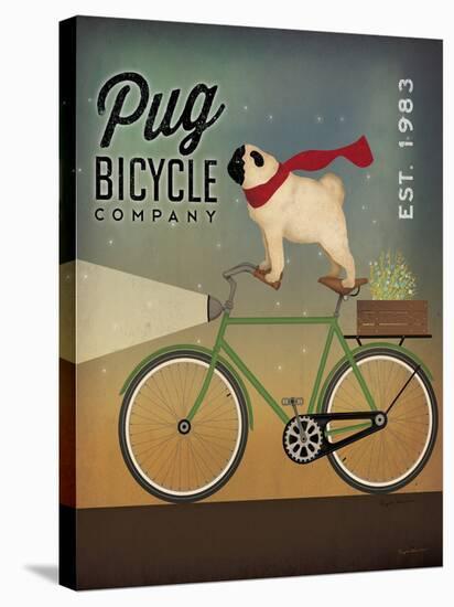 Pug On A Bike-Wild Apple Portfolio-Stretched Canvas
