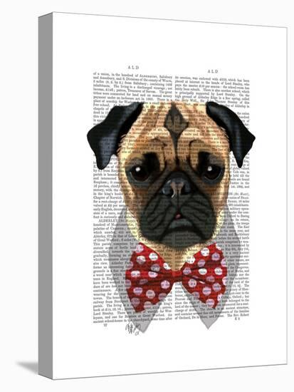 Pug with Red Spotted Bow Tie-Fab Funky-Stretched Canvas