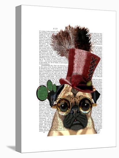 Pug with Steampunk Style Top Hat-Fab Funky-Stretched Canvas