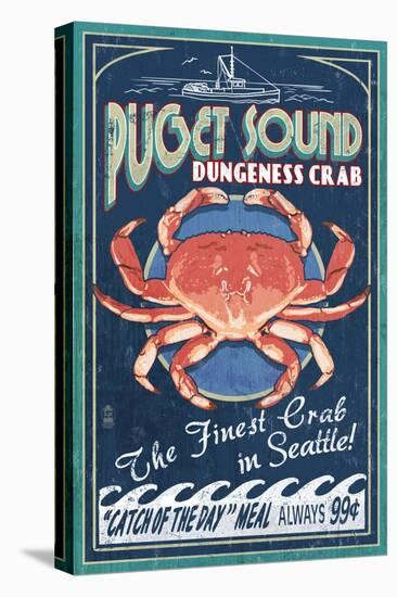 Puget Sound - Dungeness Crab-Lantern Press-Stretched Canvas