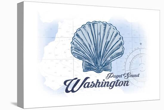 Puget Sound, Washington - Scallop Shell - Blue - Coastal Icon-Lantern Press-Stretched Canvas