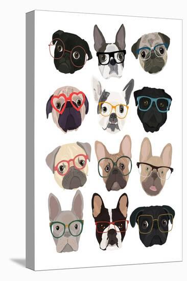 Pugs in Glasses-Hanna Melin-Stretched Canvas