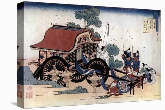 Pulling a Three-Wheeled Carriage, Japanese Woodcut, C1780-1849-Katsushika Hokusai-Premier Image Canvas