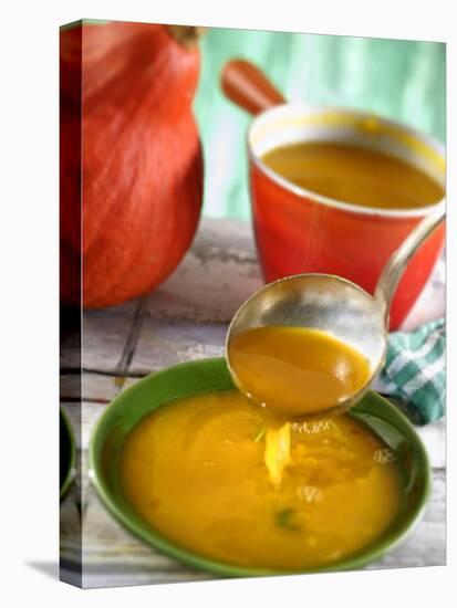 Pumpkin Soup Being Poured into Soup Plates-Jean-Paul Chassenet-Premier Image Canvas