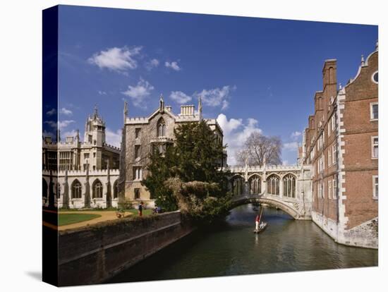 Punting under the Bridge of Sighs, River Cam at St. John's College, Cambridge, England-Nigel Blythe-Premier Image Canvas