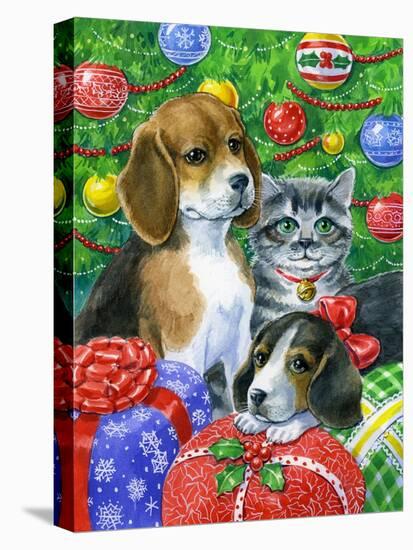 Puppies and Kitten under the Tree-Geraldine Aikman-Premier Image Canvas