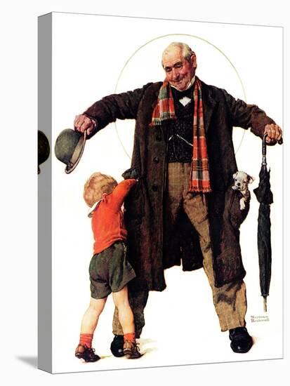 "Puppy in the Pocket" or "The Gift", January 25,1936-Norman Rockwell-Premier Image Canvas