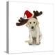 Puppy with Santa Hat and Reindeer Ears-Lew Robertson-Premier Image Canvas