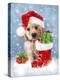 Puppy with Santa's Hat-MAKIKO-Premier Image Canvas