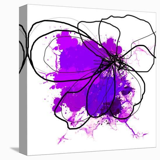 Purple Abstract Brush Splash Flower-Irena Orlov-Stretched Canvas